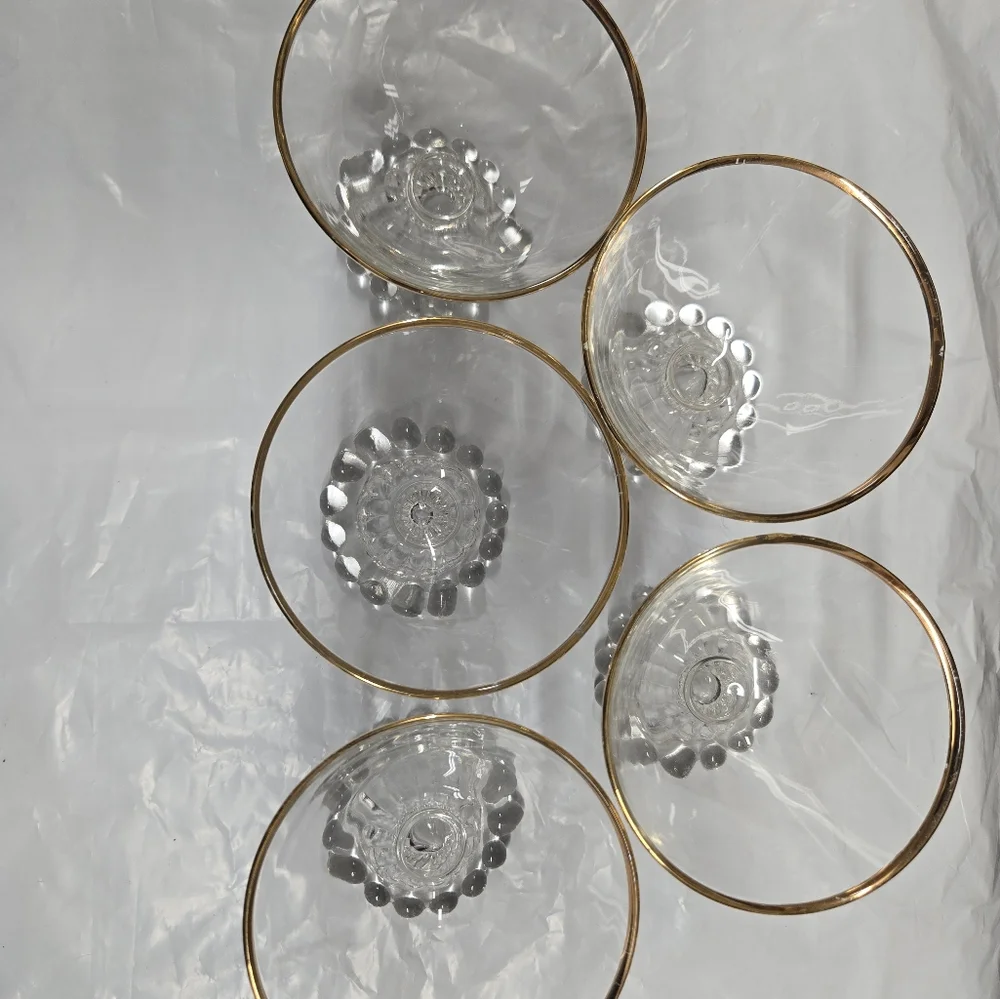 5 Vintage Barware Anchor Hocking BOOPIE Candlewick Style Wine/dessert Glasses